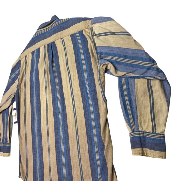 Vintage Northwest Territory Mens L Flannel Shirt Long Sleeve Blue Tan Stripe - Picture 11 of 16